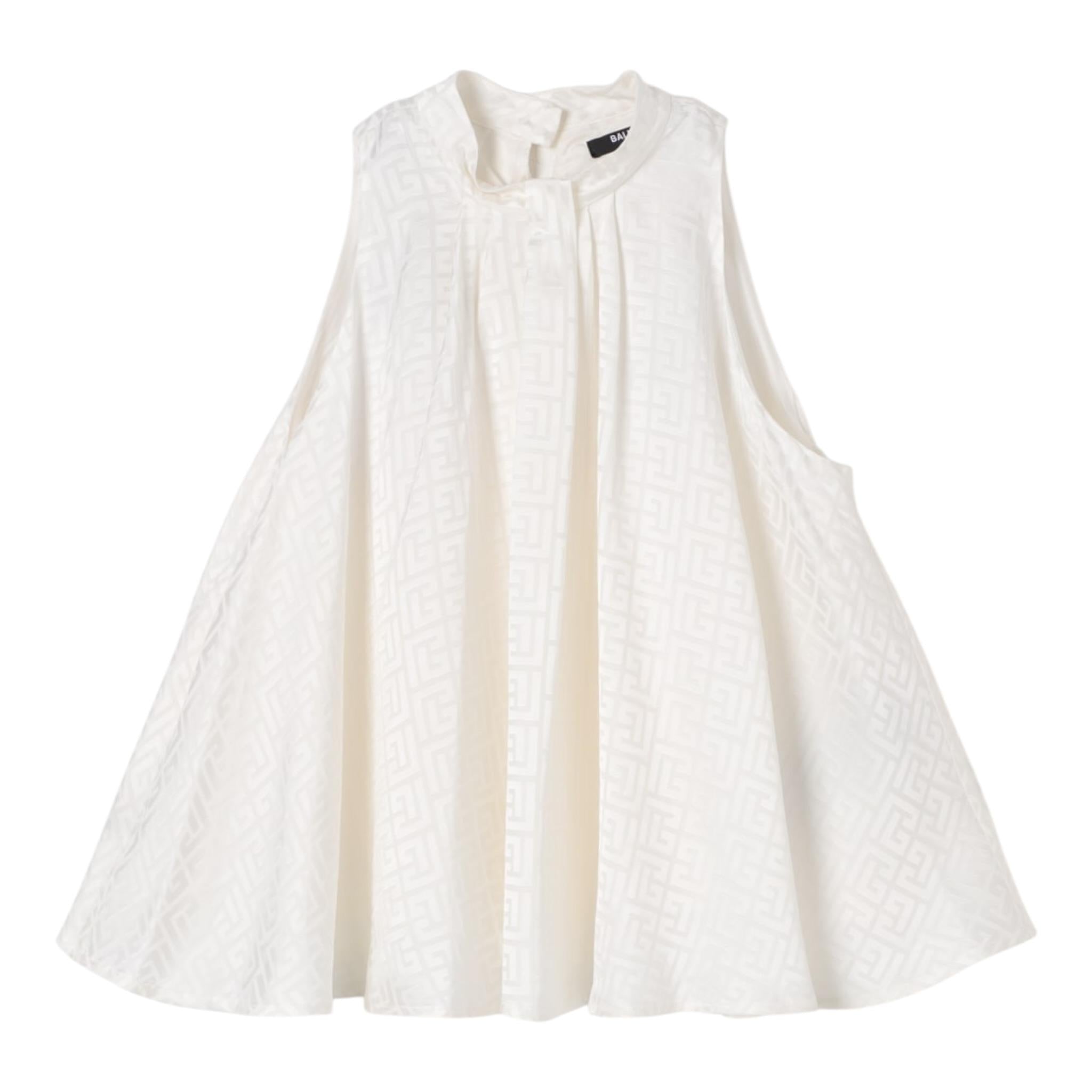 Balmain Abito Giromanica Tinta Unita per Bambina BW1D62 PANNA BALMAIN 