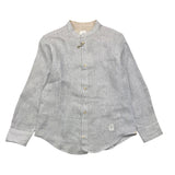 Eleventy Solid Color Shirt With Korean Collar And Striped Pattern White For Boys