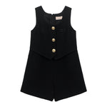 ELISABETTA FRANCHI tuta intera corta tinta unita giromanica Nero per Bambina EGTA006 NERO ELISABETTA FRANCHI 