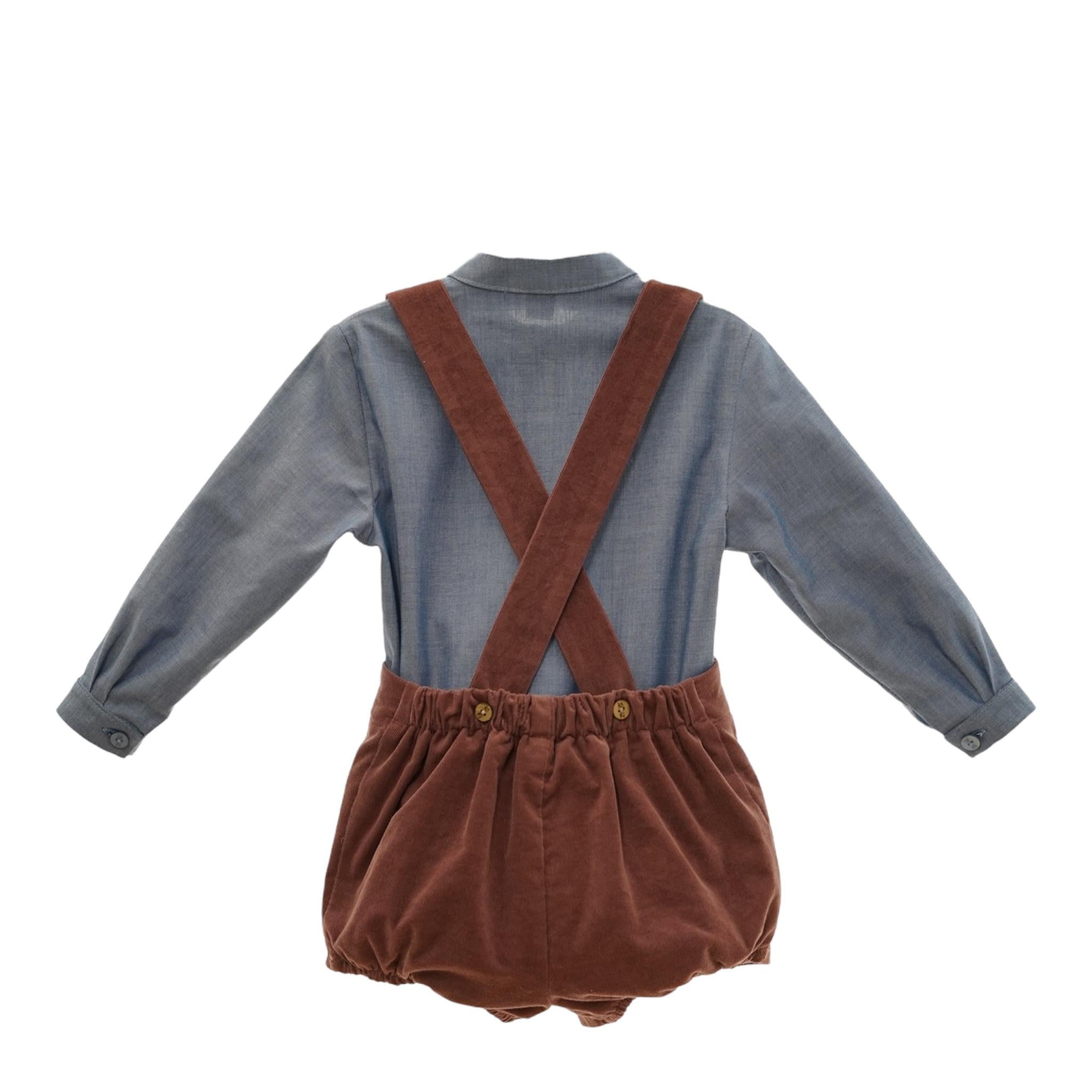 MARTA Y PAULA completo bicolore 2pz camicia-salopettes Azzurro per Bambino 1850 AZZURRO MARTA Y PAULA 