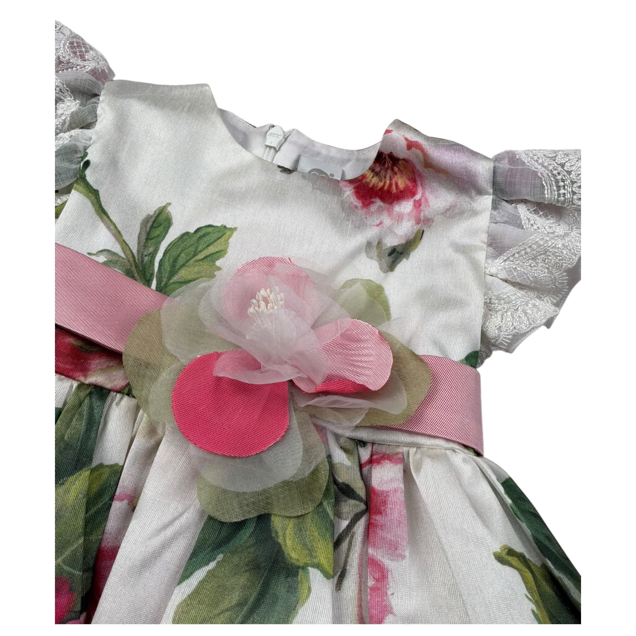 Marlu' Abito Mezza Manica Tinta Unita Fantasia Floreale per Bambina ER320MCJ PANNA MARLU' 