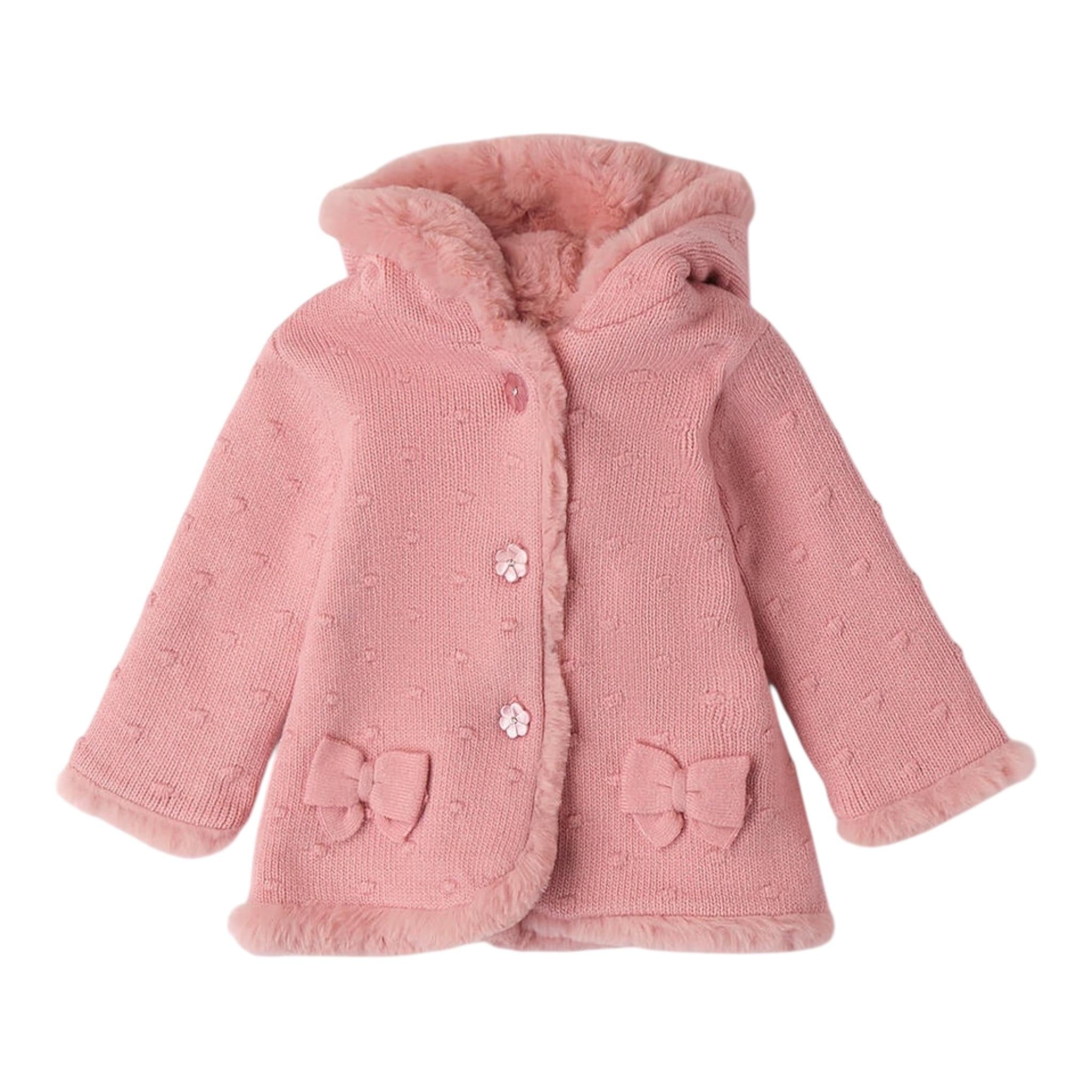 MINI BANDA cappotto tinta unita con cappuccio Rosa per Neonata 3A780 ROSA MINI BANDA 