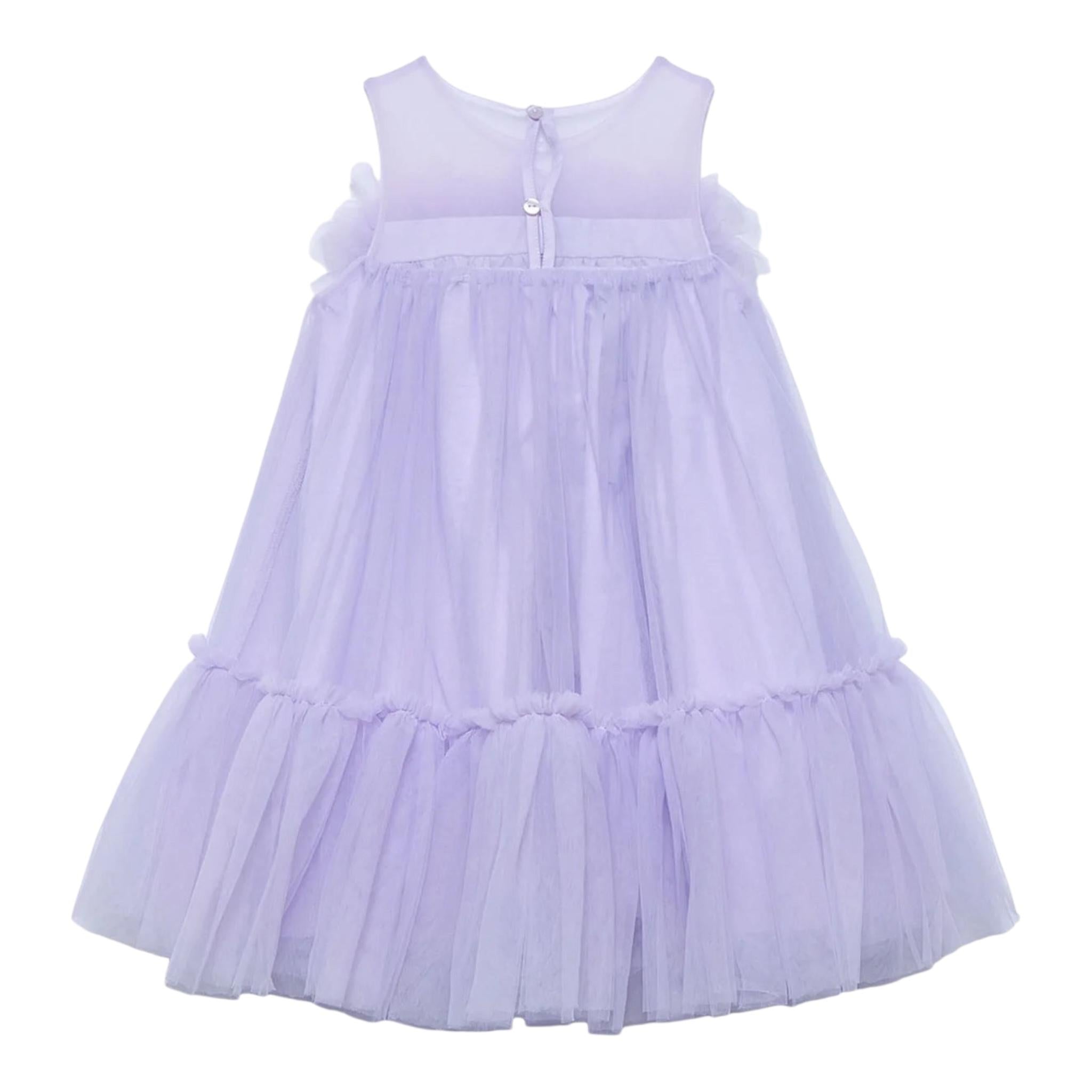 Abel & Lula Abito Tinta Unita Giromanica con Tulle per Bambina 5051 LILLA ABEL & LULA 