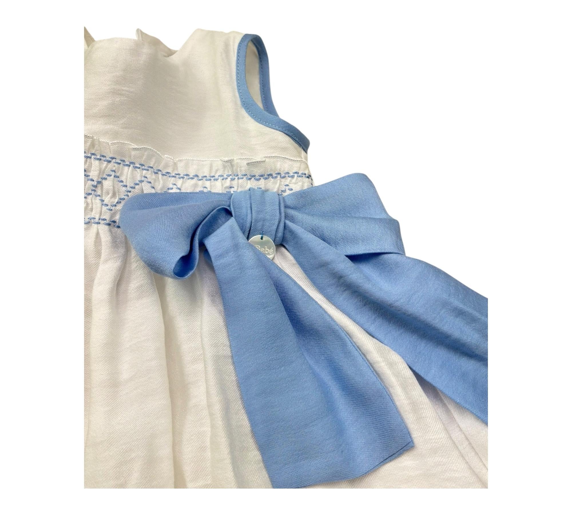 Le Bebe Abito Giromanica Tinta Unita con Fiocco per Neonata LBG6383 BIANCO LE BEBE 