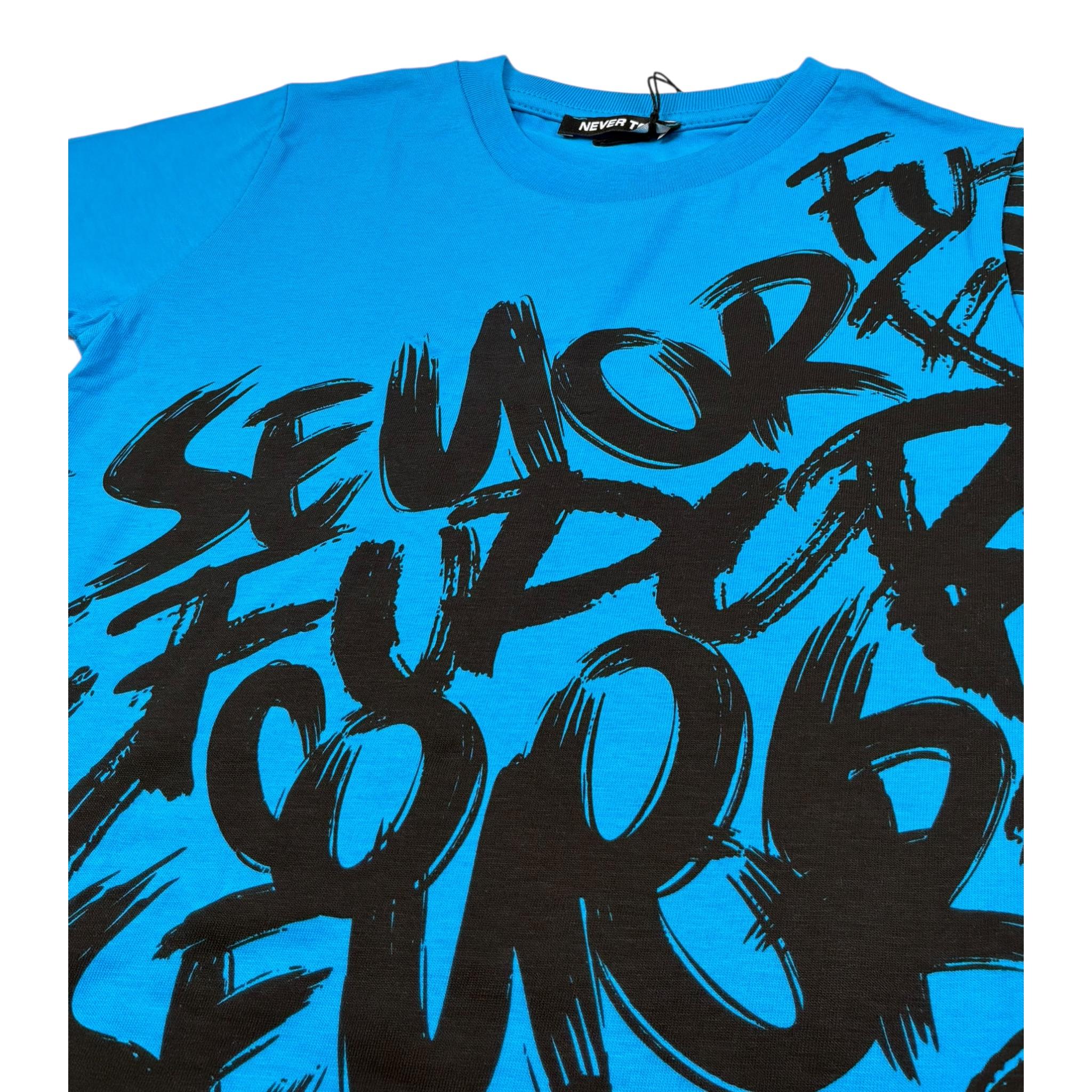 Never Too T-Shirt tinta unita con Stampa Cobalto per Bambino NT2403B COBALTO NEVER TOO 