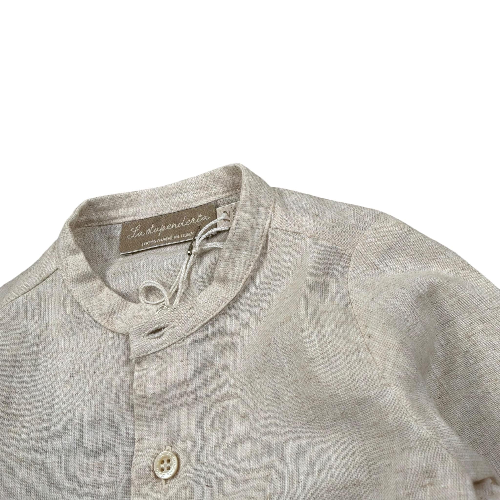 La Stupenderia Camicia Tinta Unita con Collo Coreano per Bambino TCCM73J BEIGE LA STUPENDERIA 