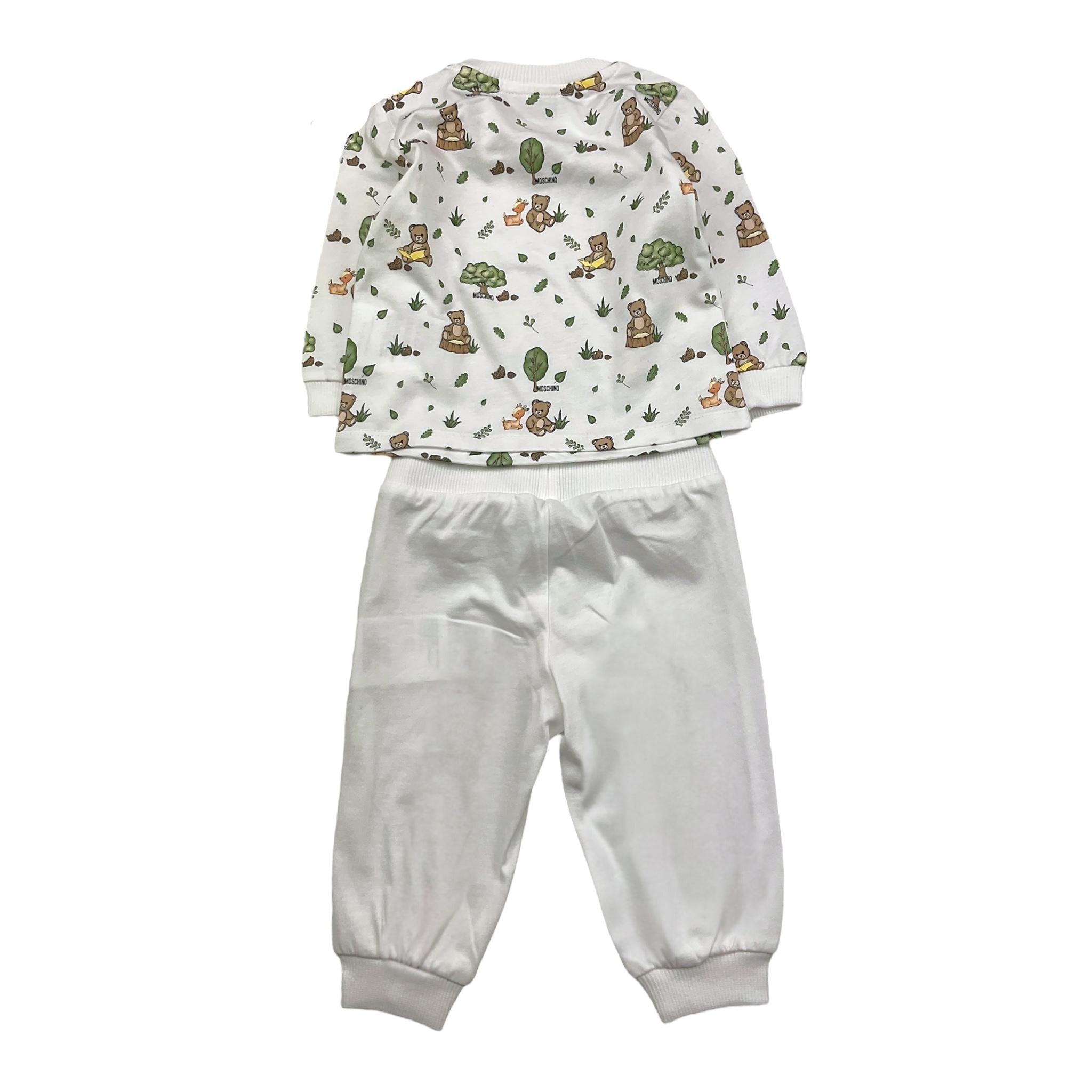 MOSCHINO completo 2pz tinta unita shirts-pantalone con fantasia Bianco per Neonato MZK02F BIANCO MOSCHINO 