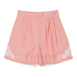 Simonetta Shorts Solid Color With Adjustable Waist And Pink Striped Pattern For Girls