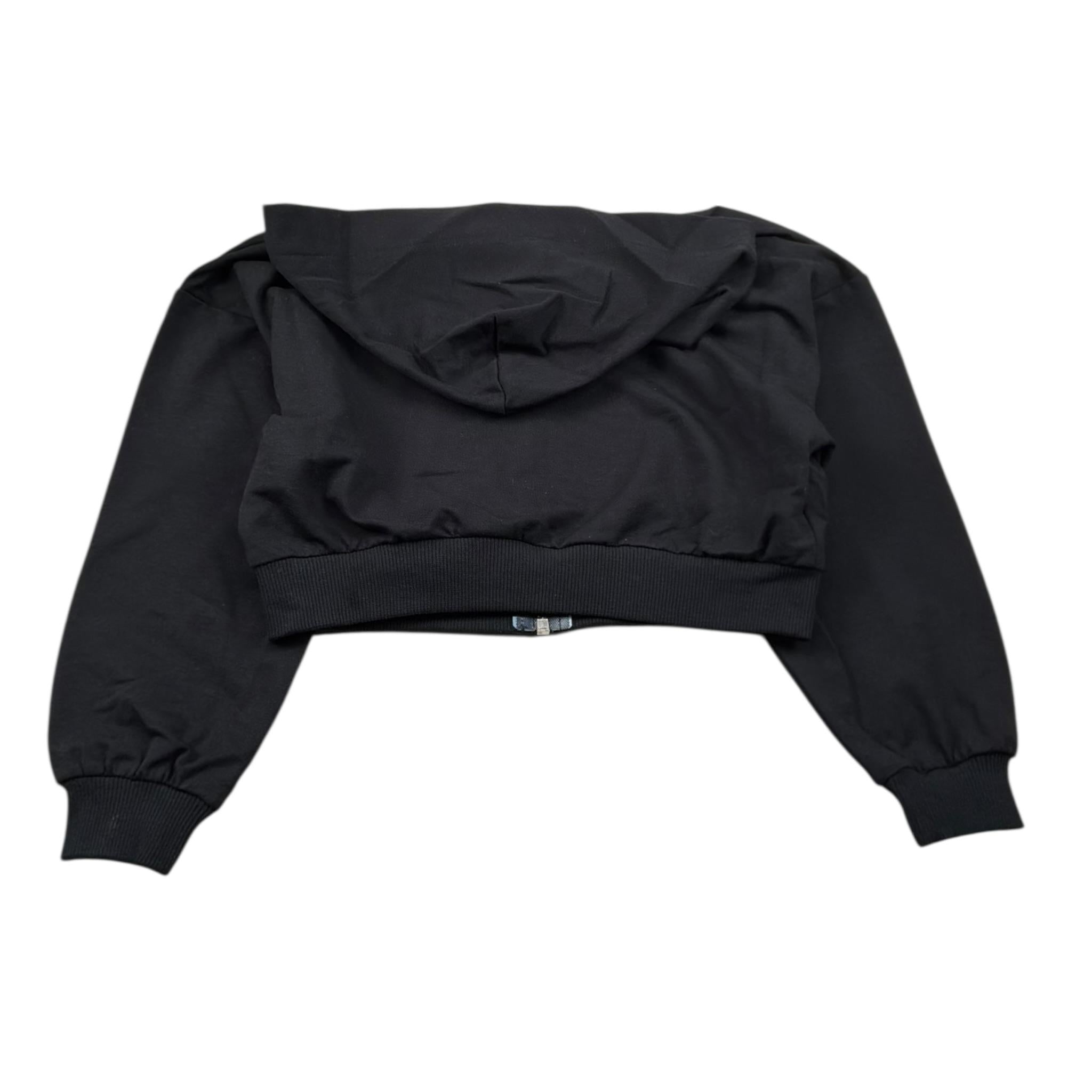 Please Felpa Tinta Unita con Zip E Cappuccio per Bambina LK20042G72 NERO PLEASE 