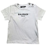 Balmain T-Shirt Crew Neck Solid Color With White Logo Print For Baby