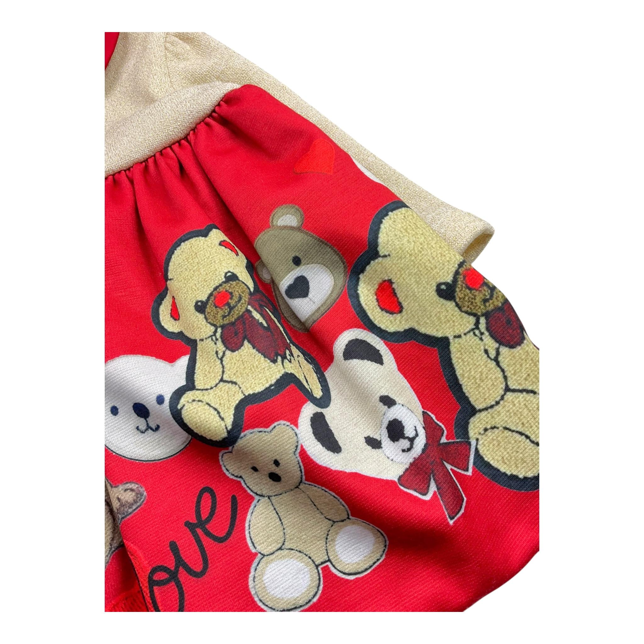 ILLIANA abito bicolore con stampa e colletto Rosso/beige per Neonata 200F ROSSO/BEIGE ILLIANA 