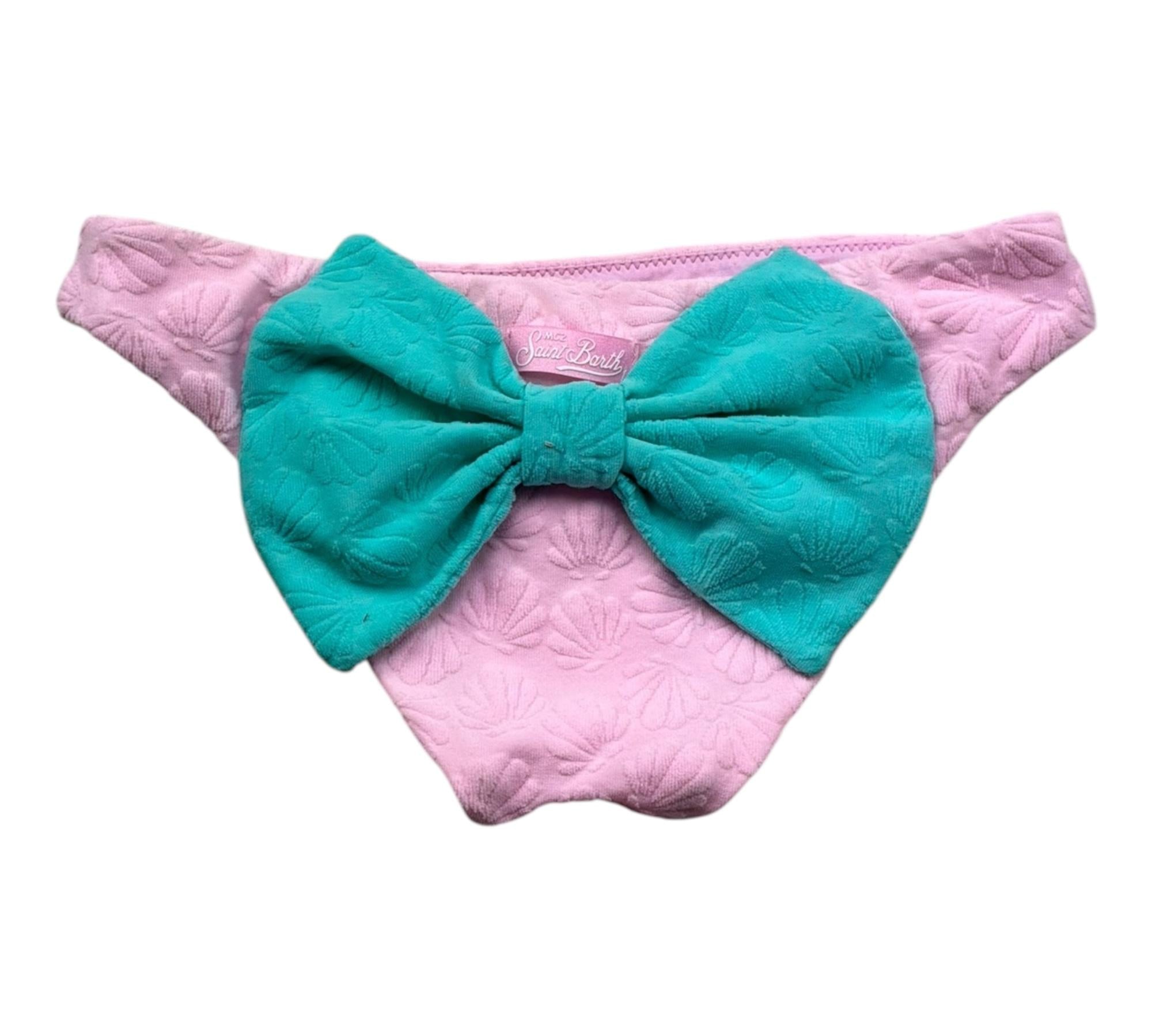 Saint Barth Costume Mutandina Tinta Unita con Fiocco per Bambina MADAME ROSA SAINT BARTH 