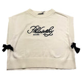 Philosophy Maglia Giromanica Tinta Unita con Stampa per Bambina I9E308X PANNA PHILOSOPHY 