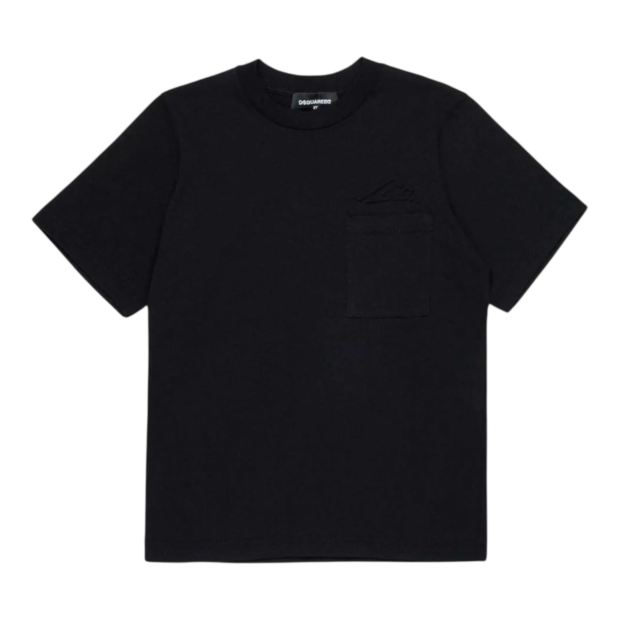 Dsquared2 T-Shirt Girocollo Tinta Unita con Stampa per Bambino DQ2938 NERO DSQUARED2 
