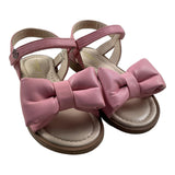 Florens The Little Solid Color Sandals With Pink Bow For Baby Girl