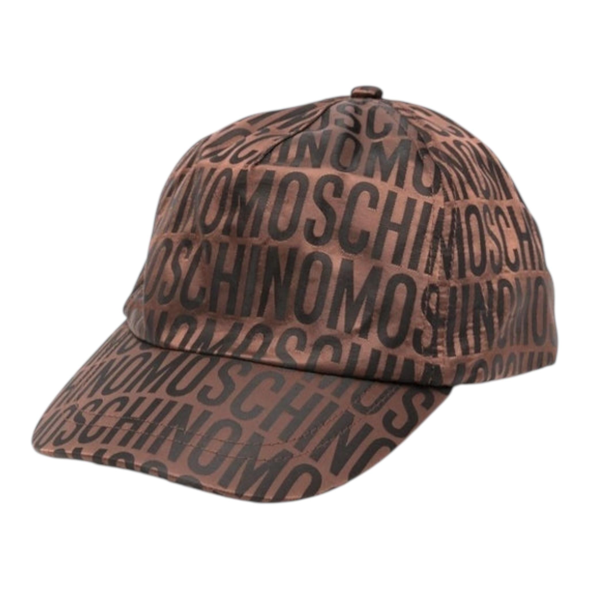 MOSCHINO berretto tinta unita con stampa logo Marrone per Neonato HTX01NX MARRONE MOSCHINO 