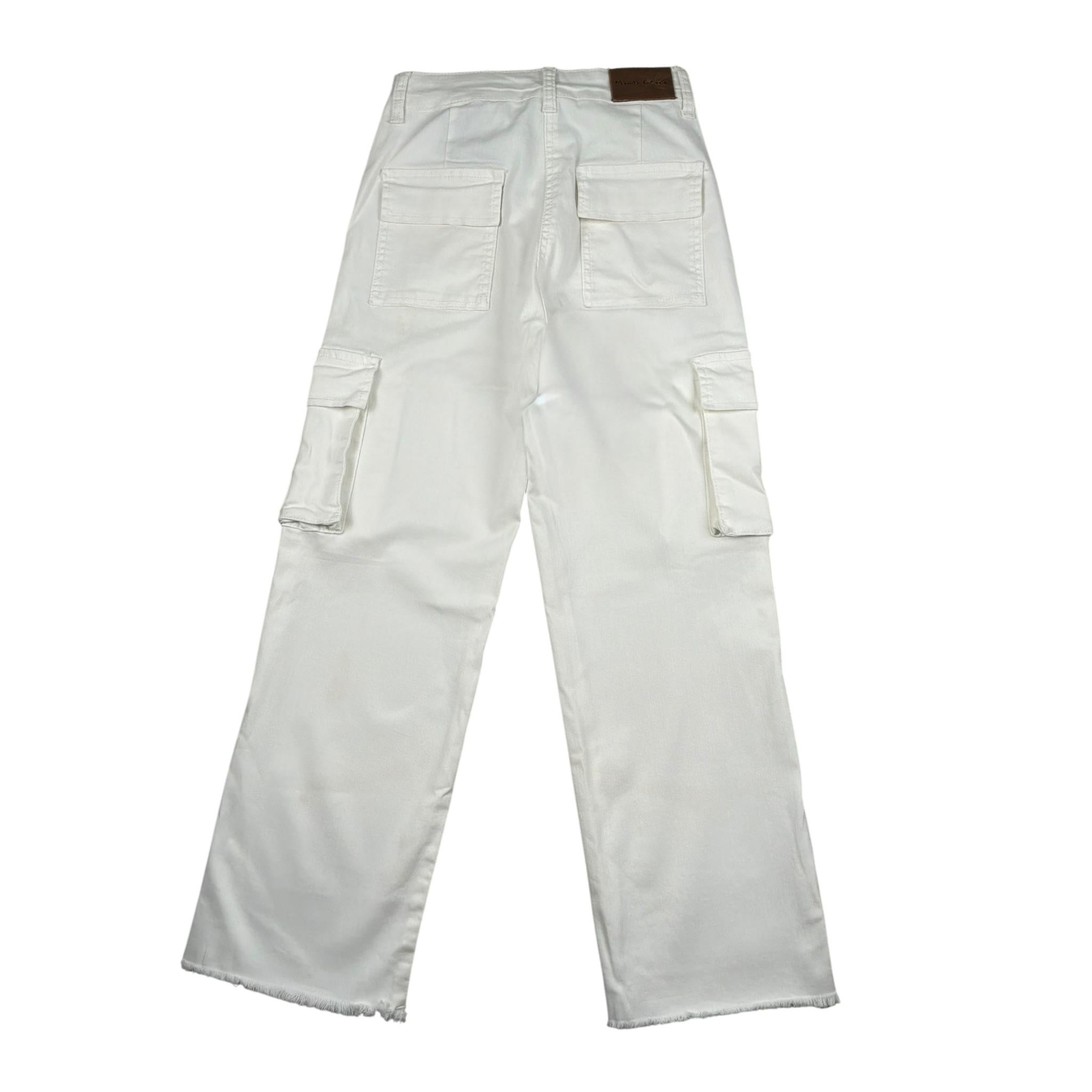 Manila Grace Jeans Tinta Unita con Tasconi per Bambina MG2698 PANNA MANILA GRACE 
