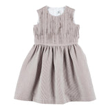 The Owl Brown Striped Pattern Armhole Dress For Girls