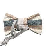 Never Too Beige Striped Bow Tie Solid Color For Boys
