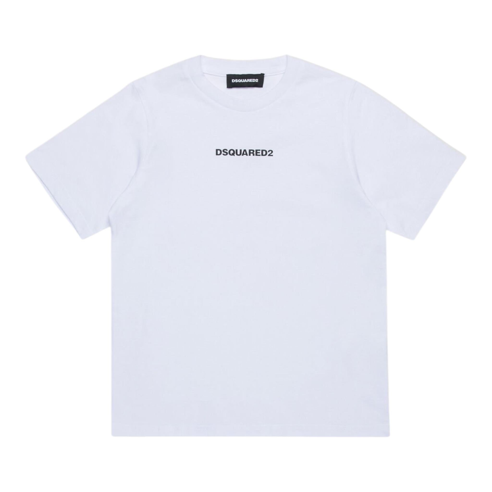 DSQUARED2 t-shirt girocollo tinta unita con stampa logo Bianco per Bambino DQ2478 BIANCO DSQUARED2 
