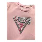 GUESS shirt girocollo tinta unita con stampa Rosa per Neonata K4YI11K6YW4X ROSA GUESS 