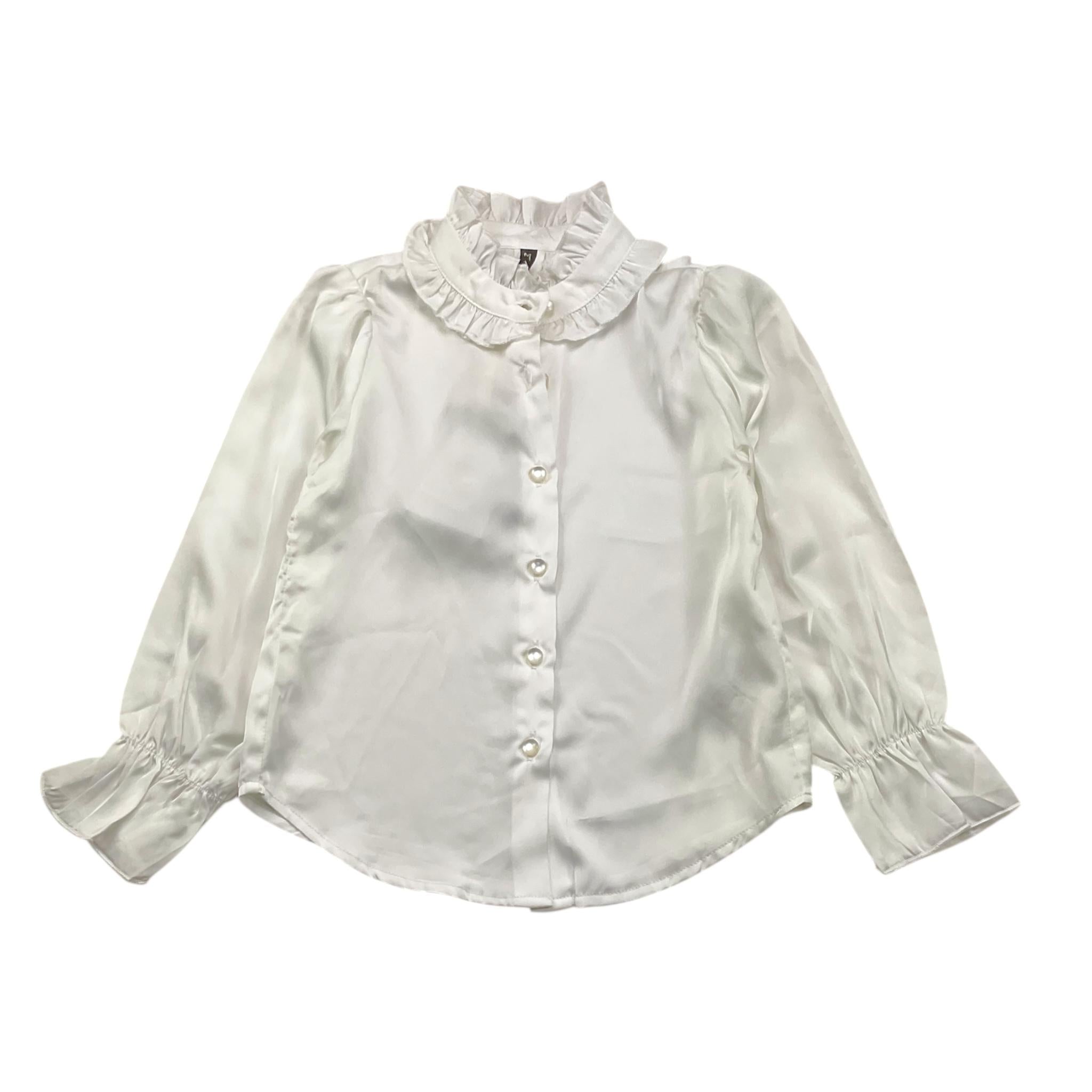 MANILA GRACE camicia tinta unita con voilant Bianco per Bambina MGB2521 BIANCO MANILA GRACE 
