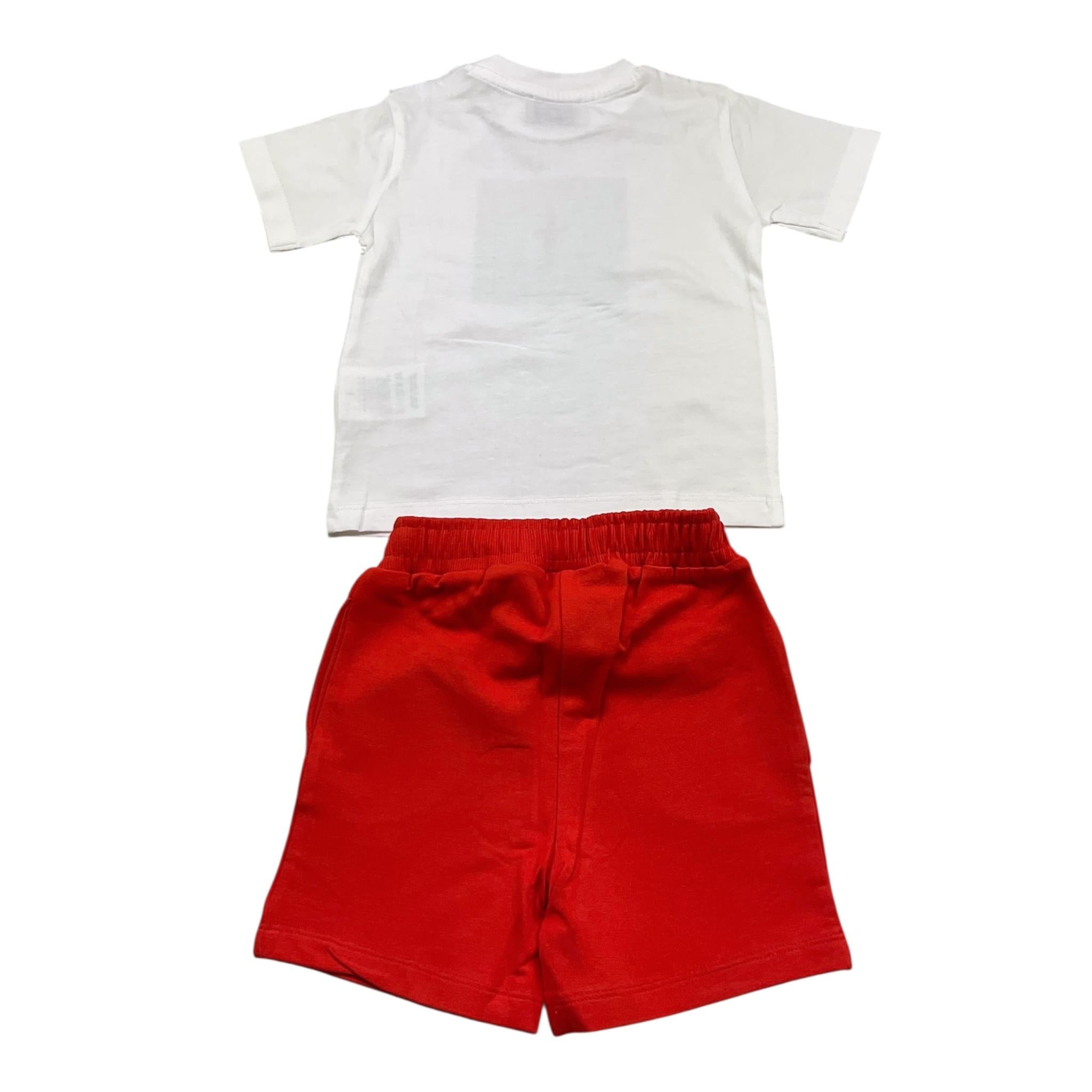 Cesare Paciotti Completo 2 Pezzi T-Shirt-Bermuda Bicolore con Stampa per Neonato COMP5114B BIANCO/ROSSO CESARE PACIOTTI 