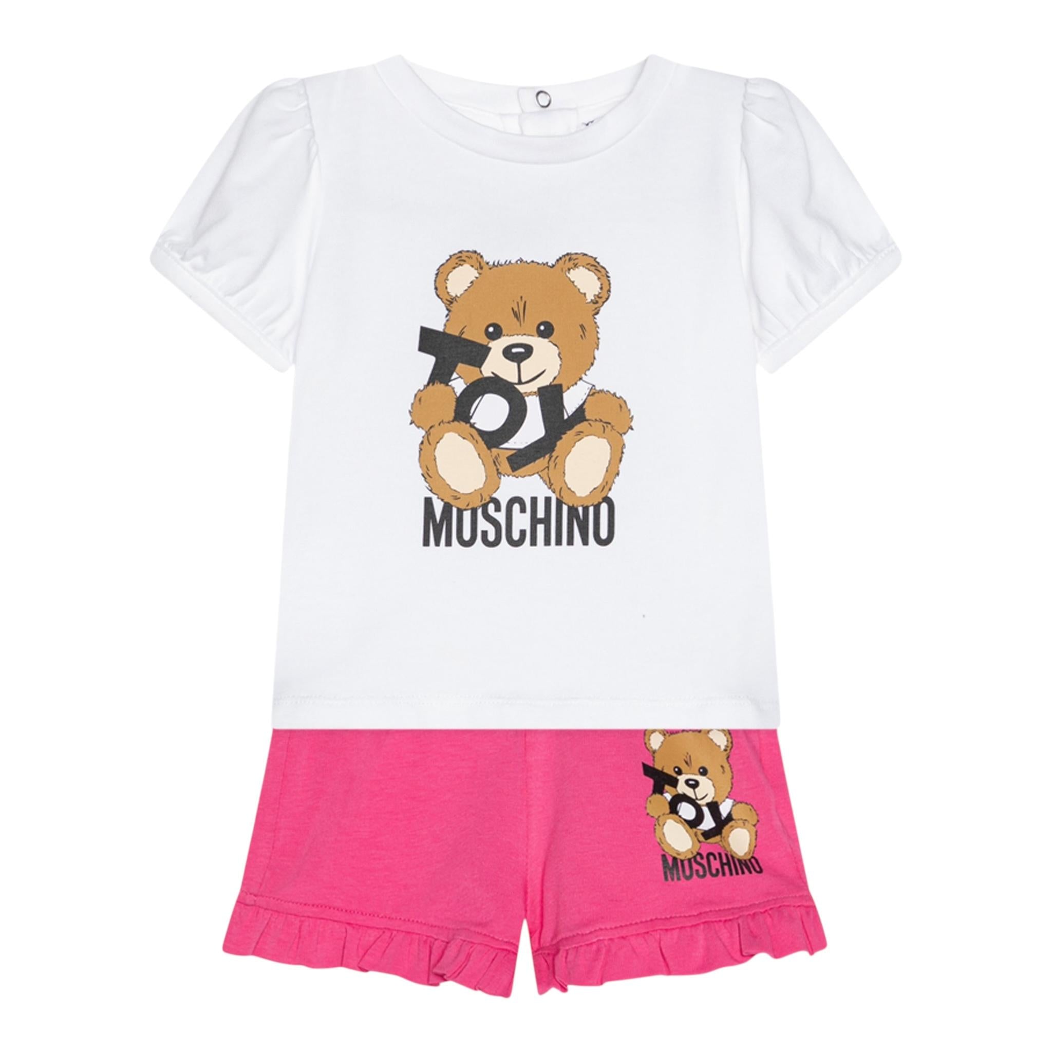 Moschino Completo 2 Pezzi T-Shirt-Short per Neonata MAG01O BIANCO/FUXIA MOSCHINO 