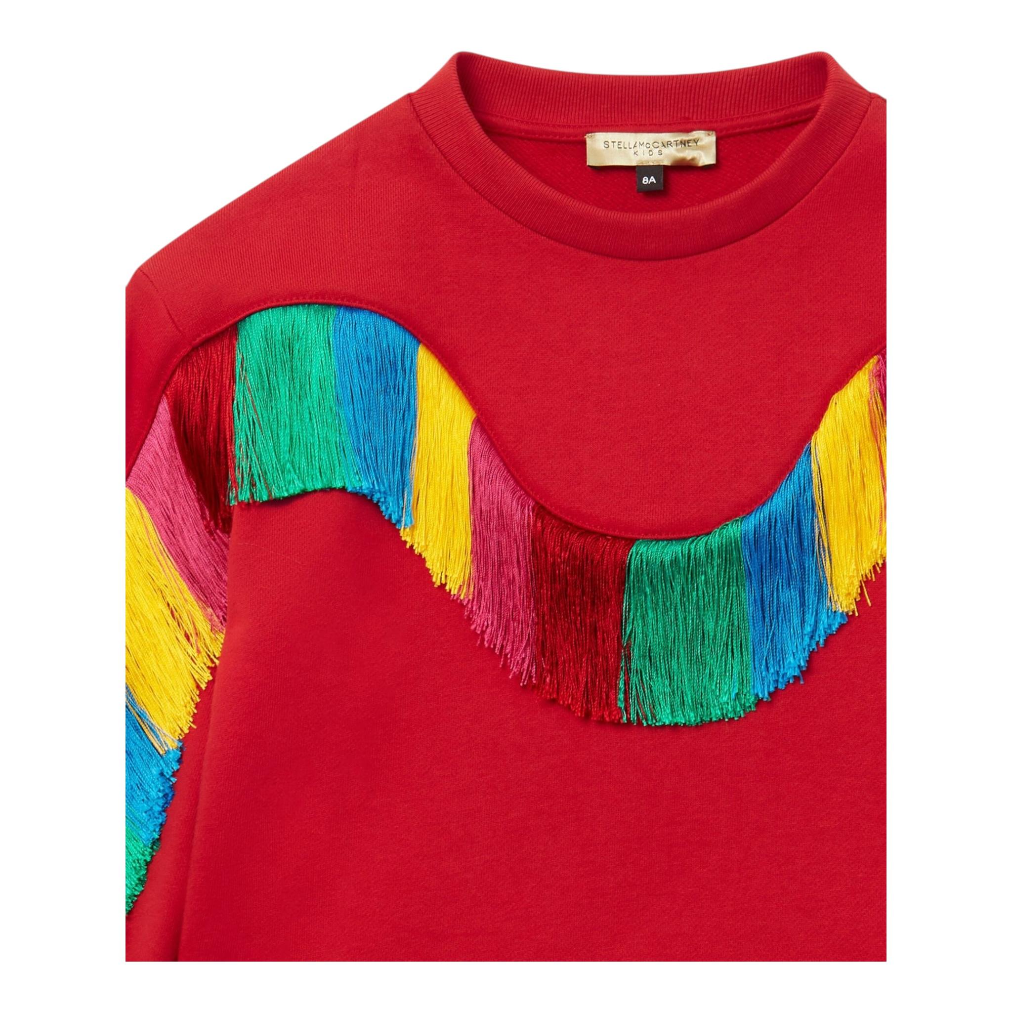 STELLA McCARTNEY felpa chiusa girocollo tinta unita con frange Rosso per Bambina TT4D20 ROSSO STELLA McCARTNEY 