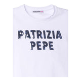 PATRIZIA PEPE t-shirt girocollo tinta unita con stampa paillettata Bianco per Bambina 7M0807 BIANCO PATRIZIA PEPE 