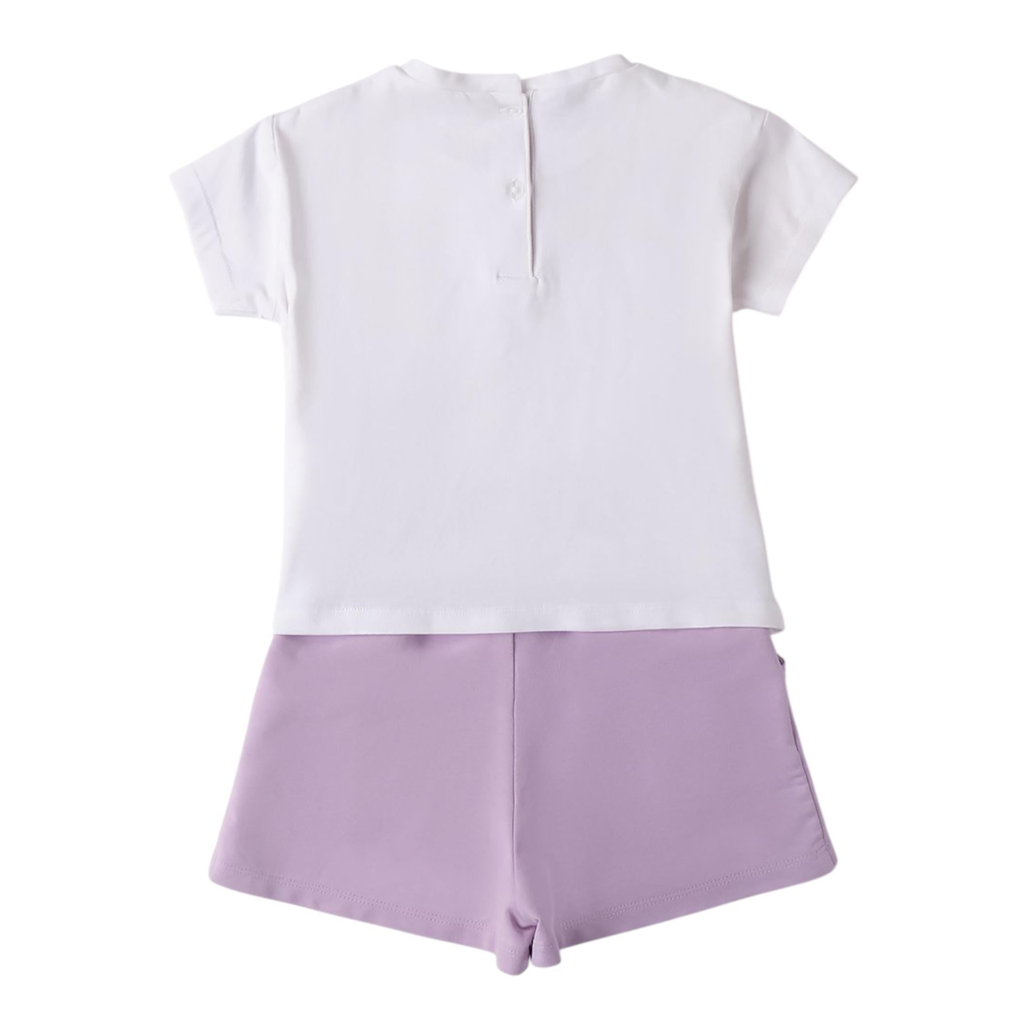 Sarabanda Completo 2 Pezzi T-Shirt-Short per Neonata 0B255XN BIANCO/LILLA SARABANDA 