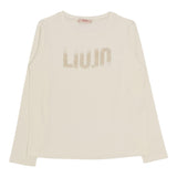 Liu Jo Shirt Girocollo Tinta Unita con Logo per Bambina GF4210 PANNA LIU JO 
