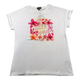 Cecyle Solid Color Crew Neck T-Shirt With White Pattern For Girls