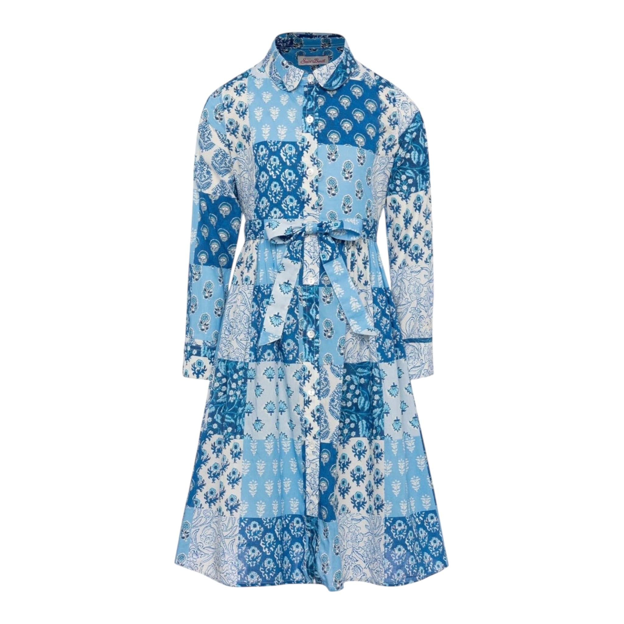 Saint Barth Abito Manica Lunga Stampa Fantasia per Bambina PIH0001 BLU SAINT BARTH 