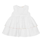 Simonetta Abito Giromanica Tinta Unita con Ricami Logo per Neonata SW1012P0518 BIANCO SIMONETTA 
