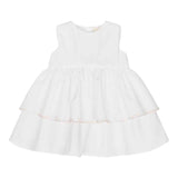 Simonetta Abito Giromanica Tinta Unita con Ricami Logo per Neonata SW1012P0518 BIANCO SIMONETTA 