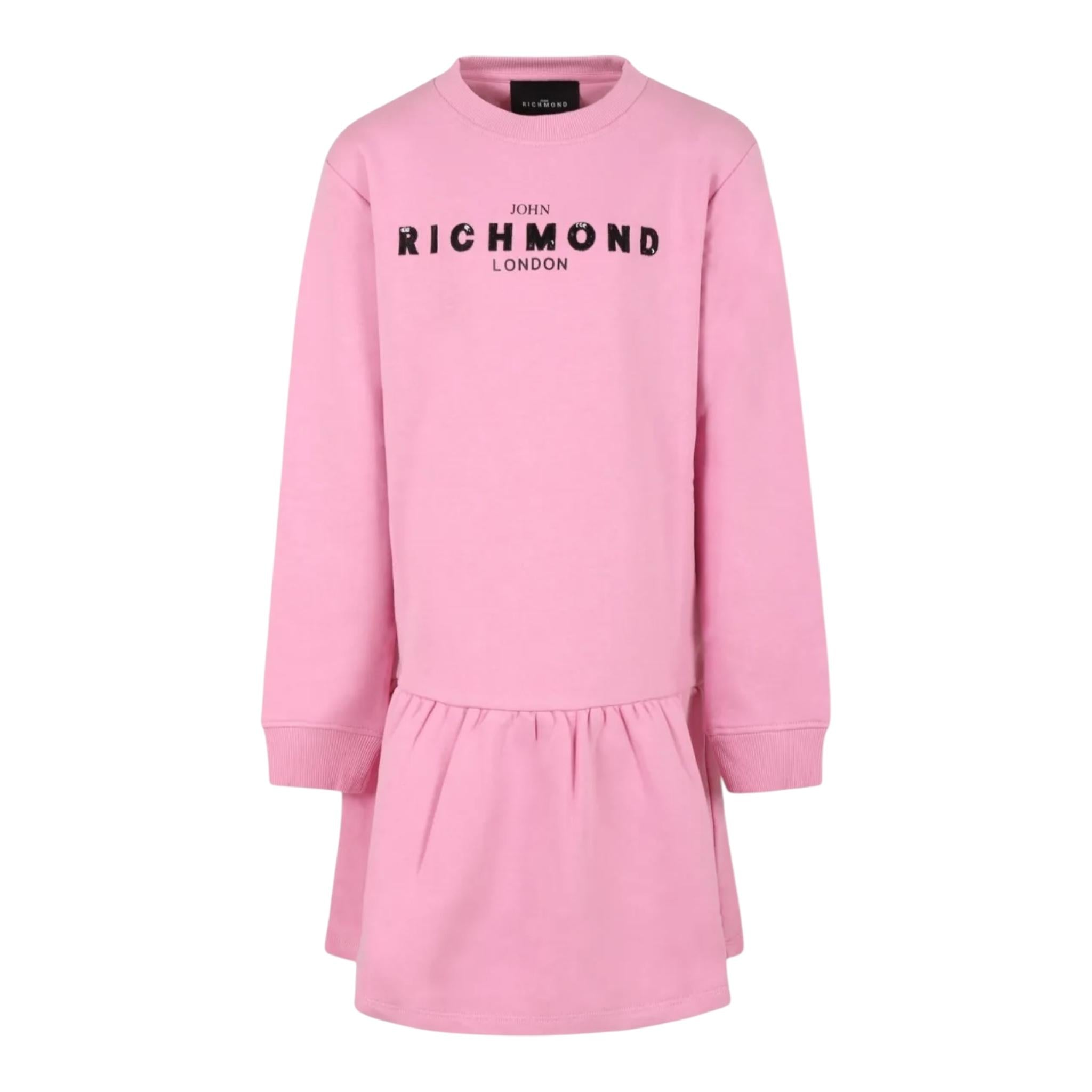 JOHN RICHMOND abito felpa girocollo tinta unita con logo Rosa per Bambina RGA24054VE ROSA JOHN RICHMOND 