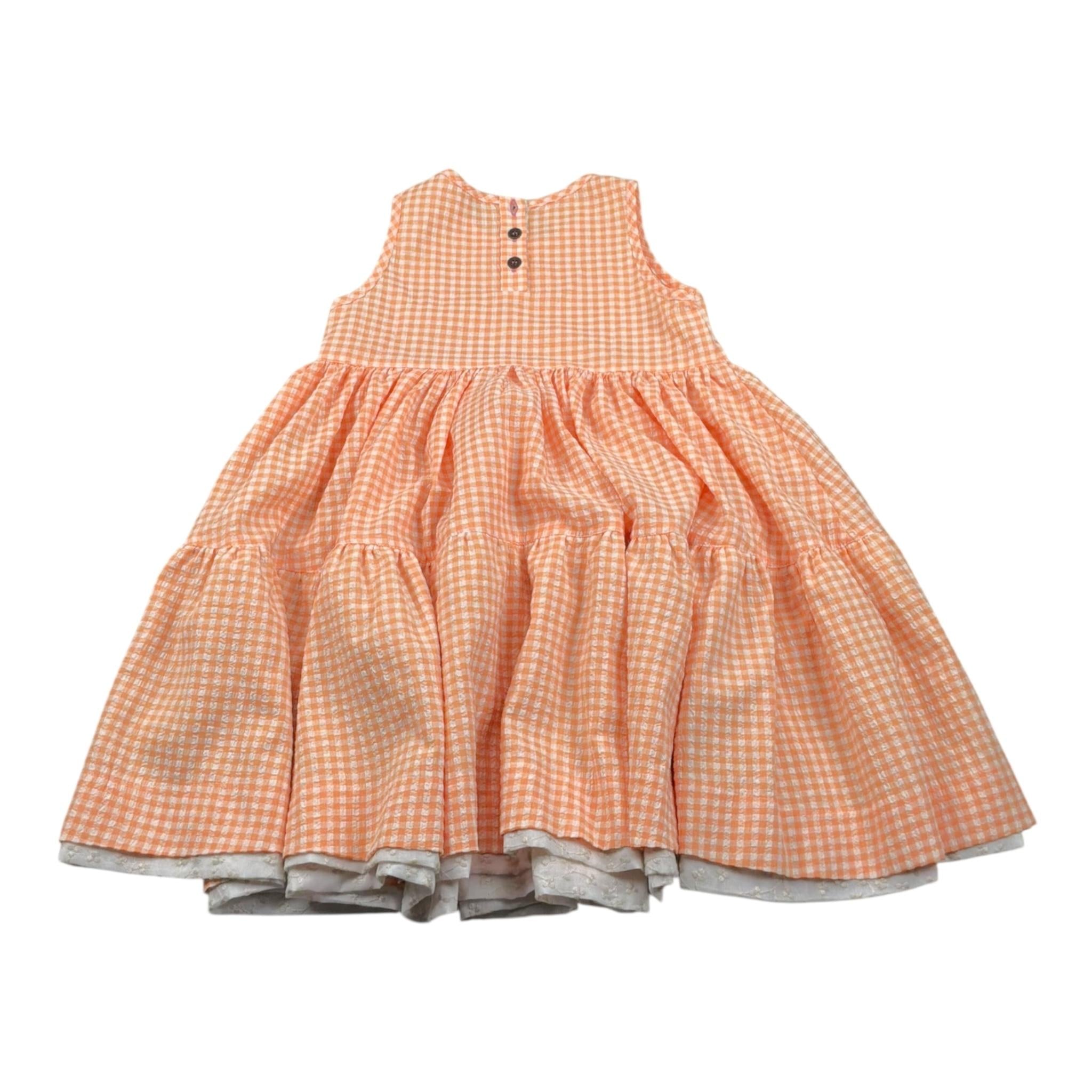 Caffe' D'Orzo Abito Tinta Unita con Fantasia A Quadri Giromanica per Bambina ZW1B02J ARANCIONE CAFFE' D'ORZO 