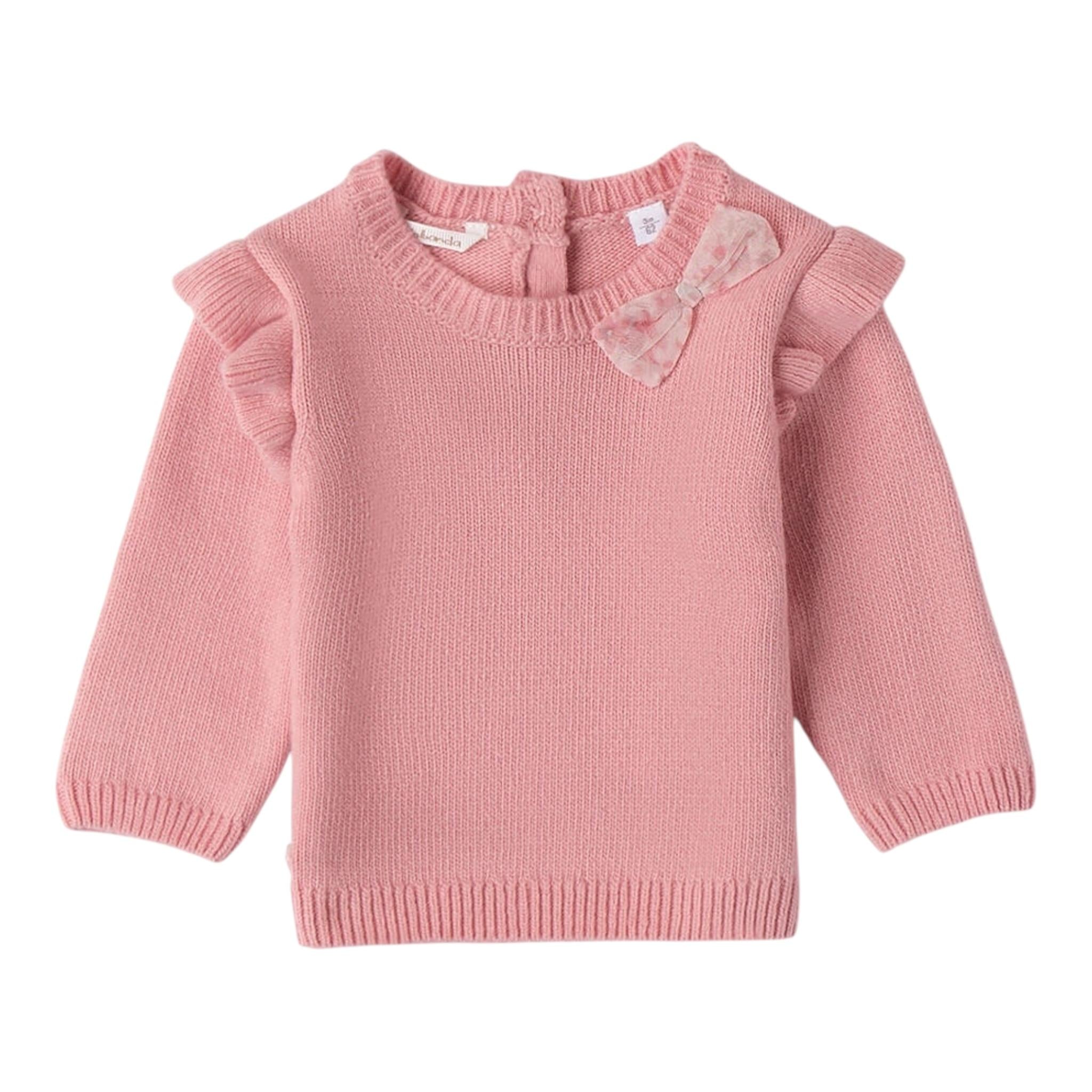 MINI BANDA maglia girocollo tinta unita con fiocco Rosa per Neonata 3A744X ROSA MINI BANDA 