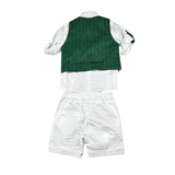 Never Too Completo 4 Pezzi Camicia-Bermuda-Gilet-Papillion per Neonato GM2237N VERDE NEVER TOO 