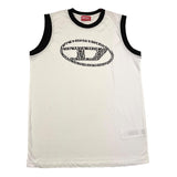Diesel Crew Neck Tank Top Solid Color With Print White For Boys
