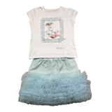 Daga Collection 2 Piece Set T-Shirt-Tulle Skirt White/Blue For Girls
