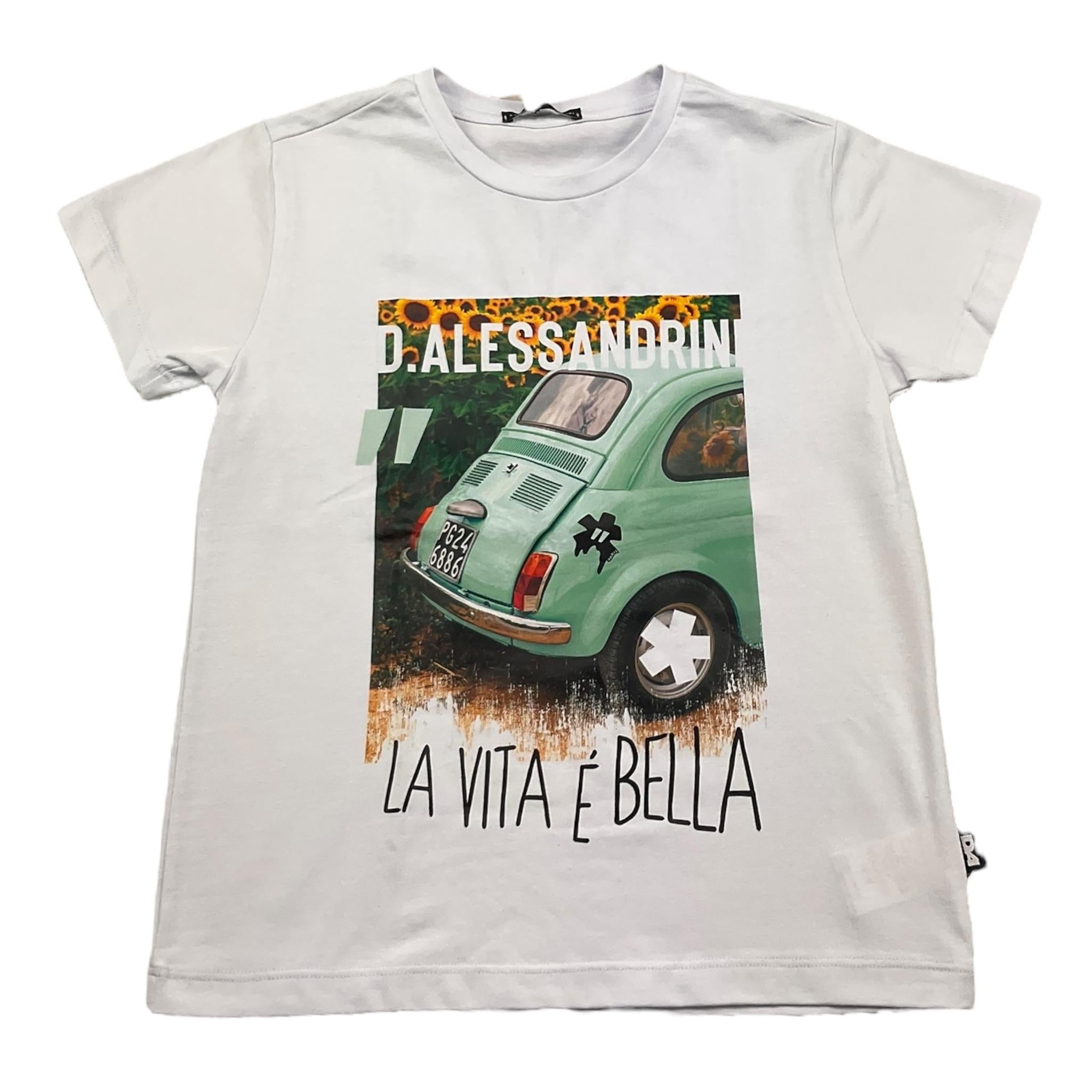 Daniele Alessandrini T-Shirt Girocollo Tinta Unita con Stampa In Contrasto per Bambino 1236M00226 BIANCO DANIELE ALESSANDRINI 