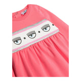 Chiara Ferragni Solid Color Crew Neck Dress With Strawberry Print For Baby Girl