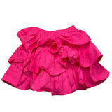 Twinset Solid Color Skirt With Elastic Waist And Fuchsia Ruffles For Girls