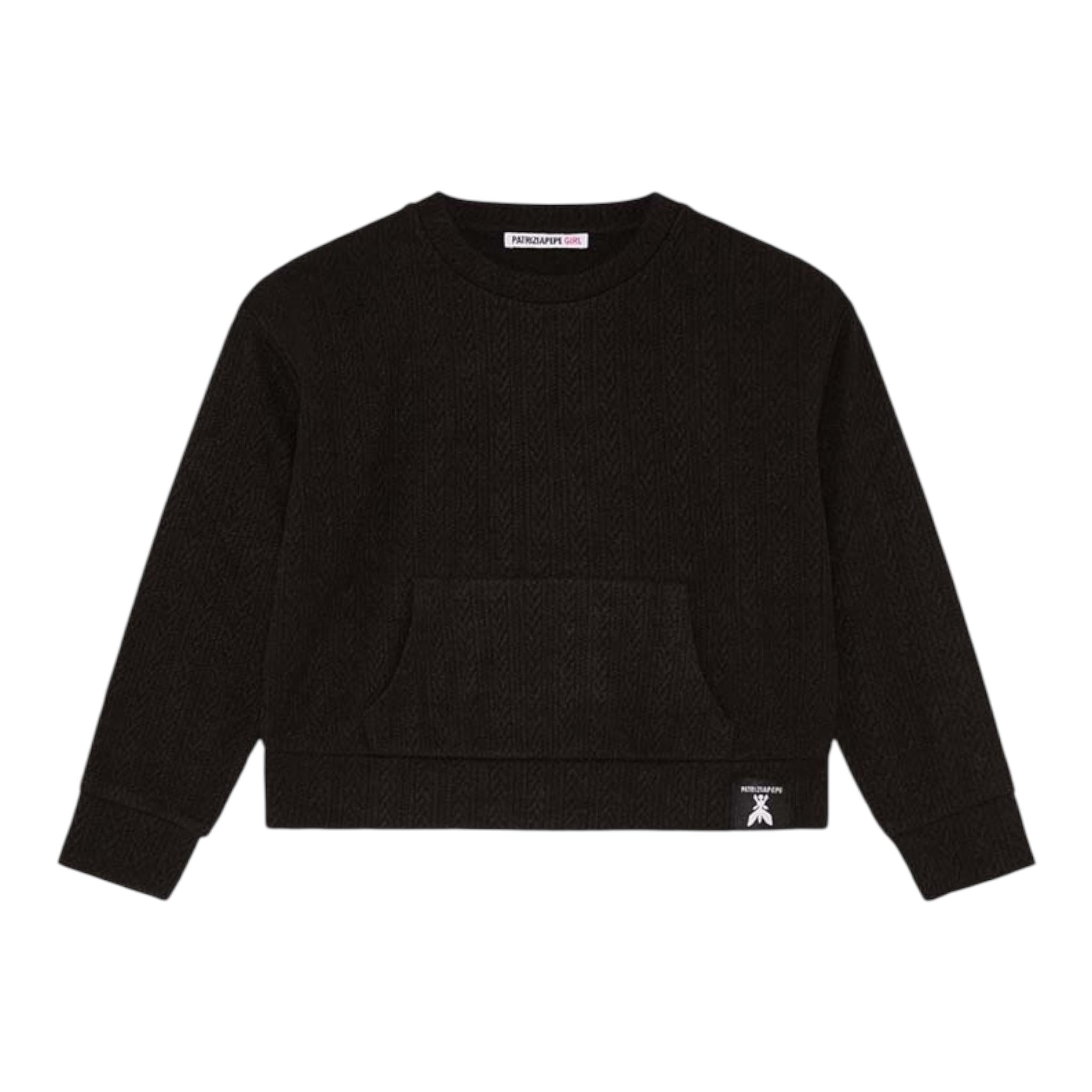 PATRIZIA PEPE maglia girocollo tinta unita con logo Nero per Bambina 7M0852 NERO PATRIZIA PEPE 