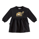 MOSCHINO abito manica lunga tinta unita cn stampa in contrasto Nero per Bambina MDV0BLJXX NERO MOSCHINO 