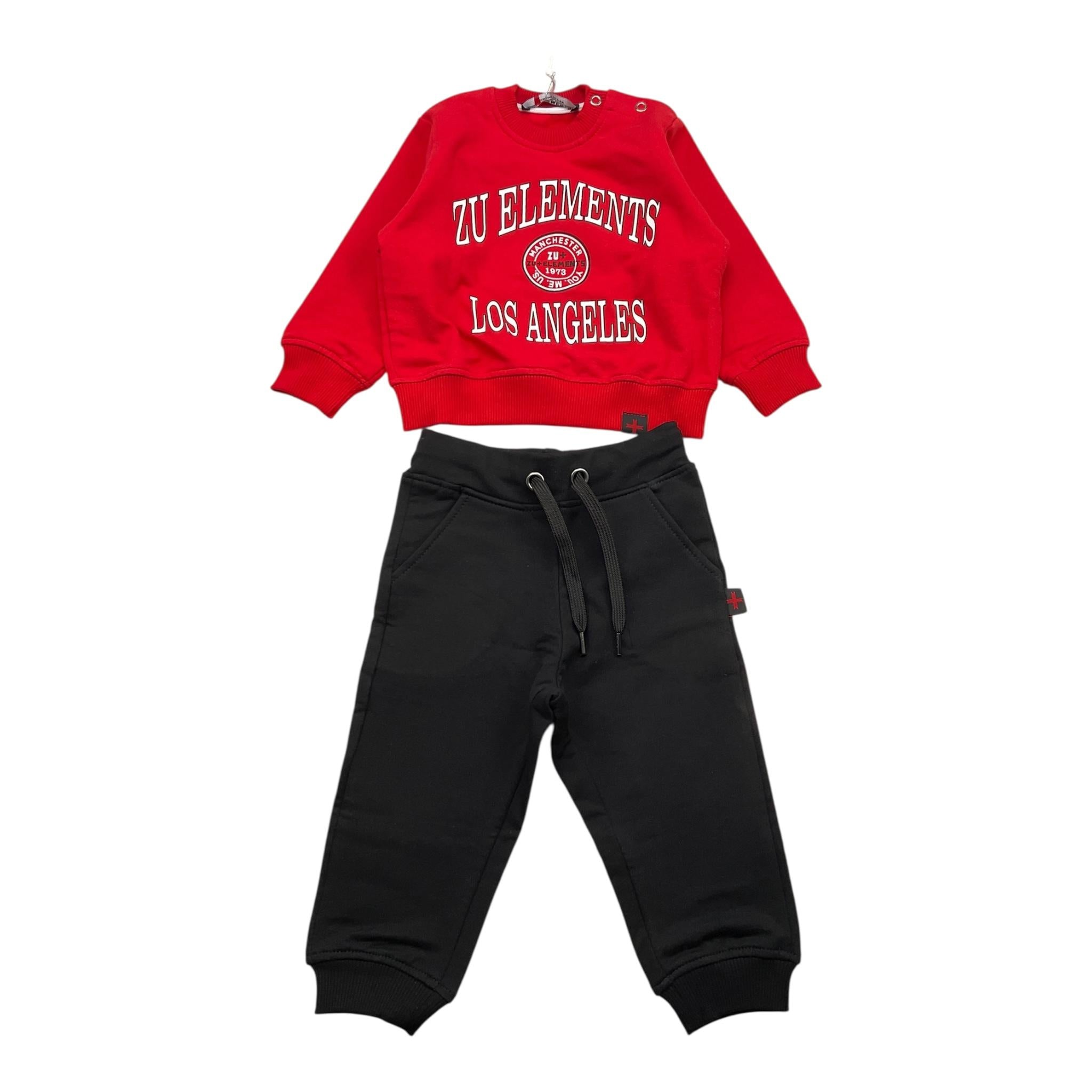 ZU+ELEMENTS completo 2pz felpa-pantalone bicolore Nero/rosso per Bambino ZU292J NERO/ROSSO ZU+ELEMENTS 