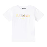 Balmain T-Shirt Girocollo Tinta Unita con Stampa per Neonato BW8541 BIANCO BALMAIN 