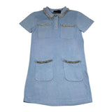 John Richmond Abito Tinta Unita con Colletto E Brillantini per Bambina RGP26187VE AZZURRO JOHN RICHMOND 